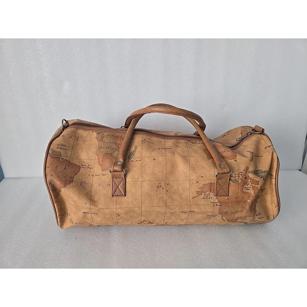 Vintage Magellan World Map Duffel Bag Weekender Carry-On  1990s